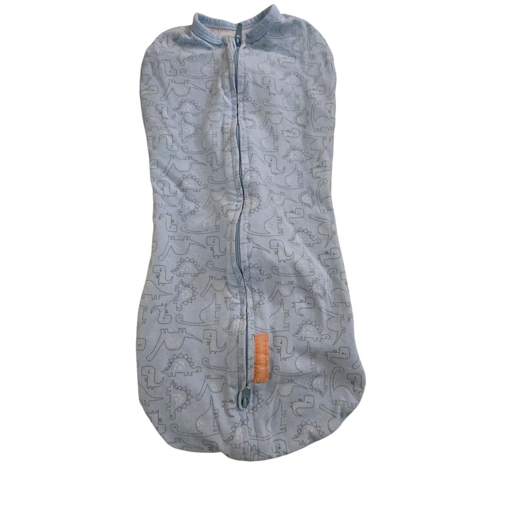 SwaddleMe‎ Pod Infant Zip Up Swaddle Blue Dinosaur Print Size SM MED 0-3 Months